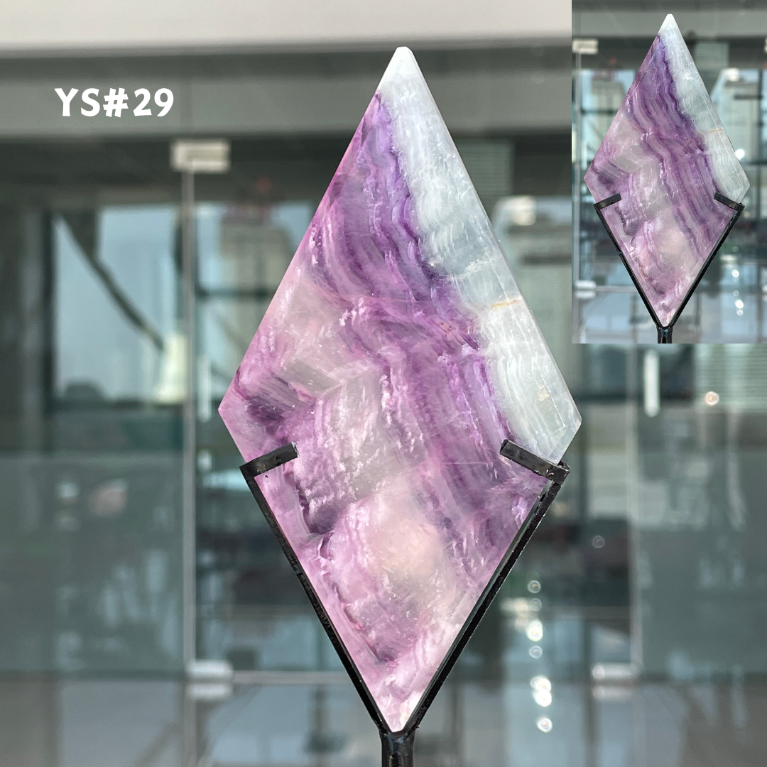 Unique,Rainbow Fluorite Diamond Slice