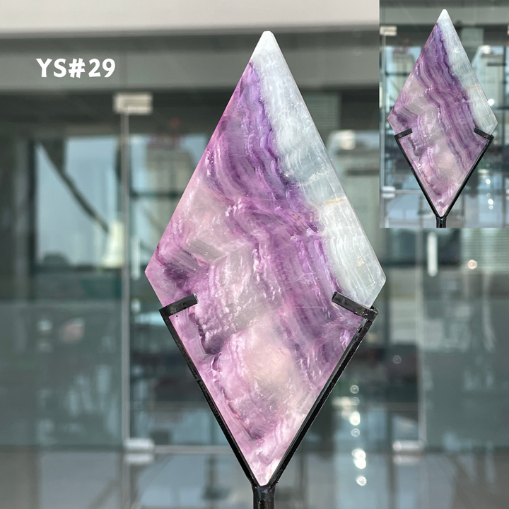 Unique,Rainbow Fluorite Diamond Slice