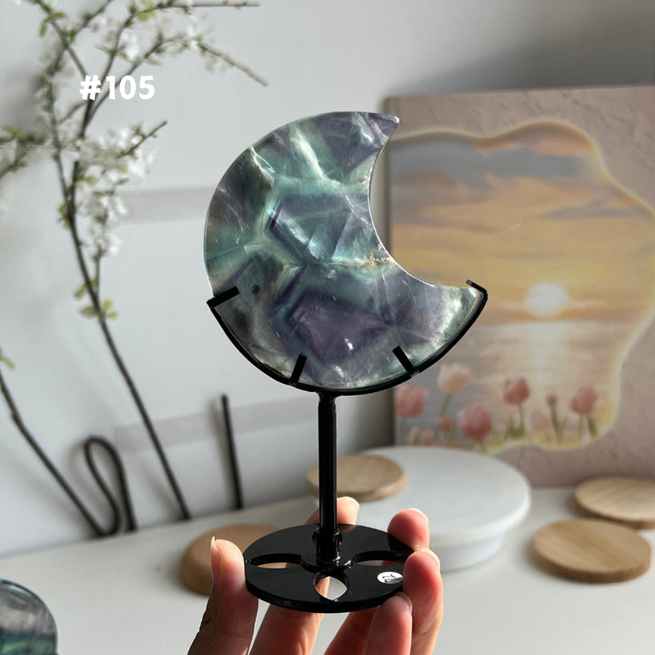 Unique,Natural Rainbow Fluorite Moon
