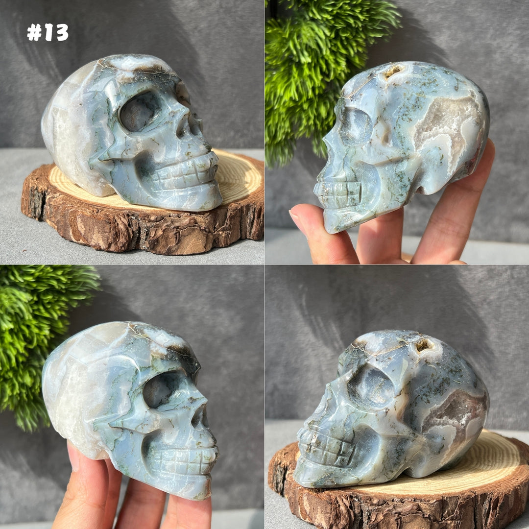 Moss Agate Skull