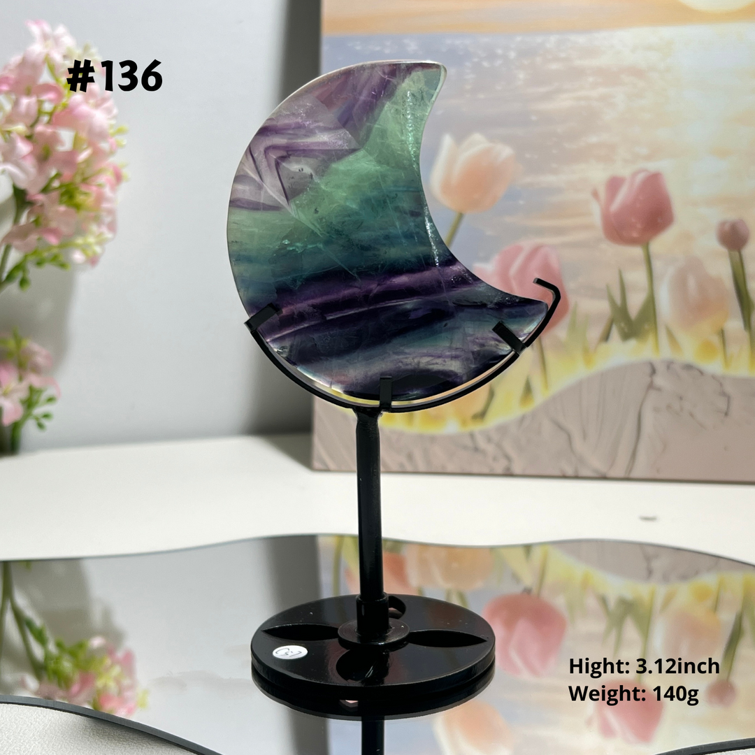 Unique,Natural Rainbow Fluorite Moon