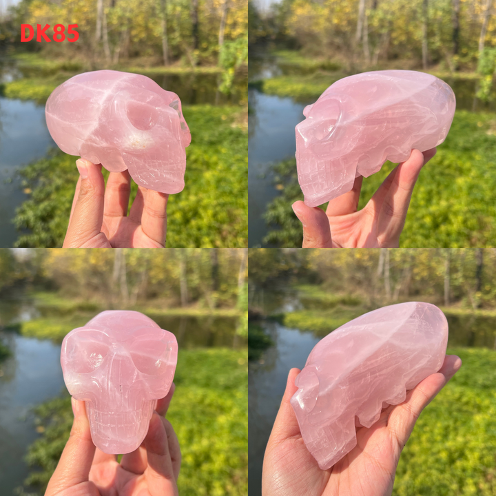 Rose Quartz Alien Skull