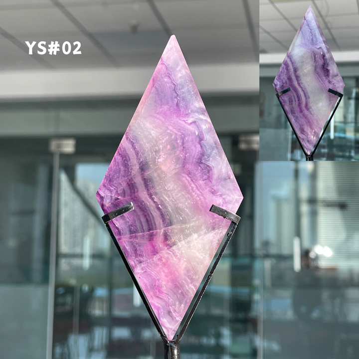 Unique,Rainbow Fluorite Diamond Slice
