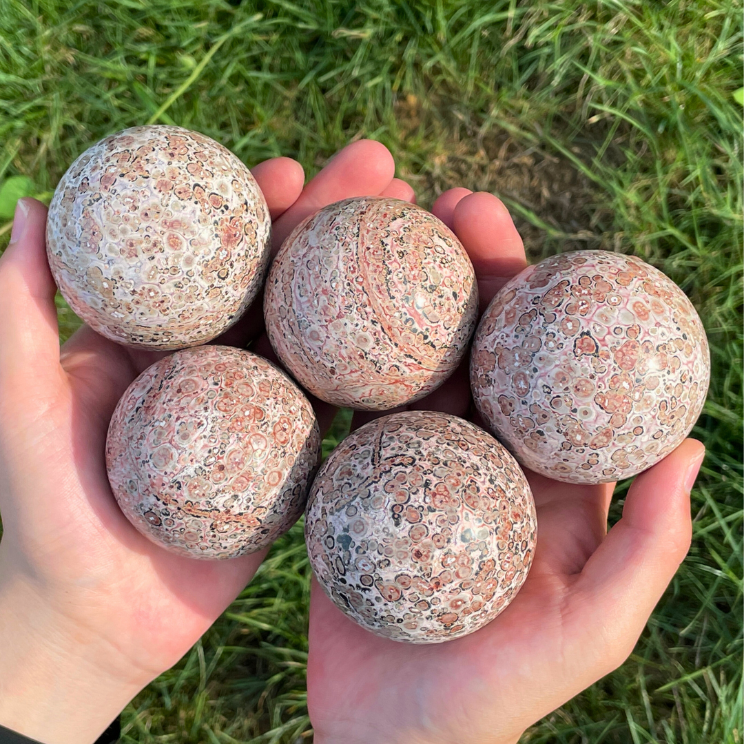 Pink Leopard Skin Jasper Sphere