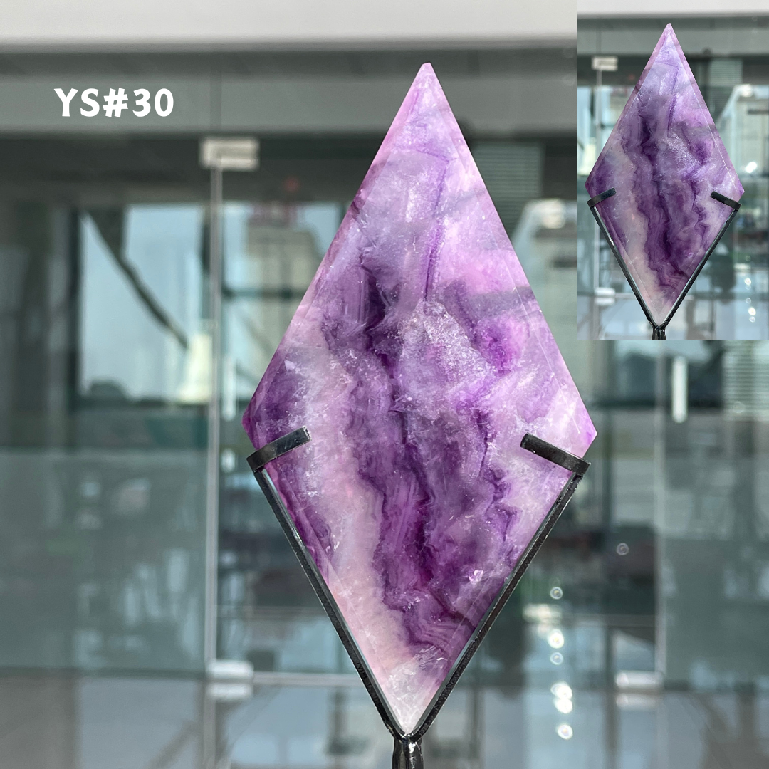 Unique,Rainbow Fluorite Diamond Slice