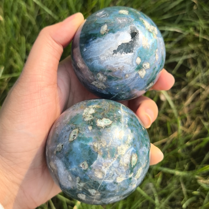 Flower Moss Agate Sphere