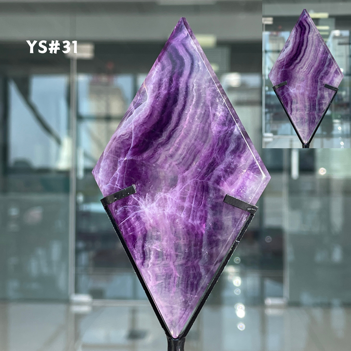 Unique,Rainbow Fluorite Diamond Slice