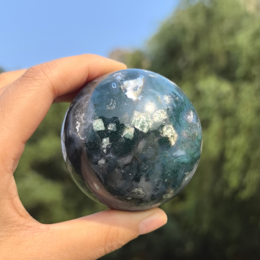 Flower Moss Agate Sphere