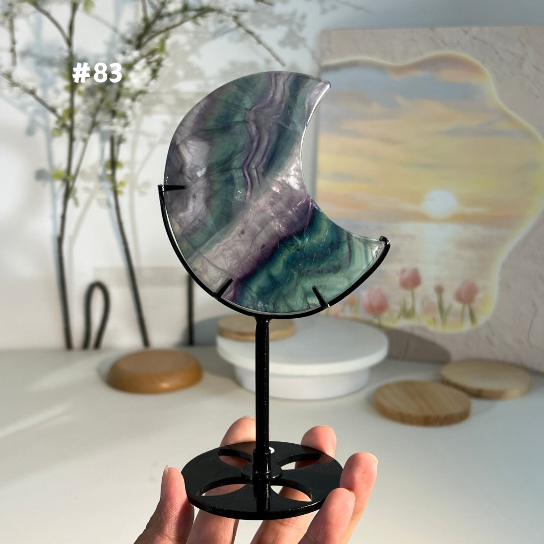 Unique,Natural Rainbow Fluorite Moon