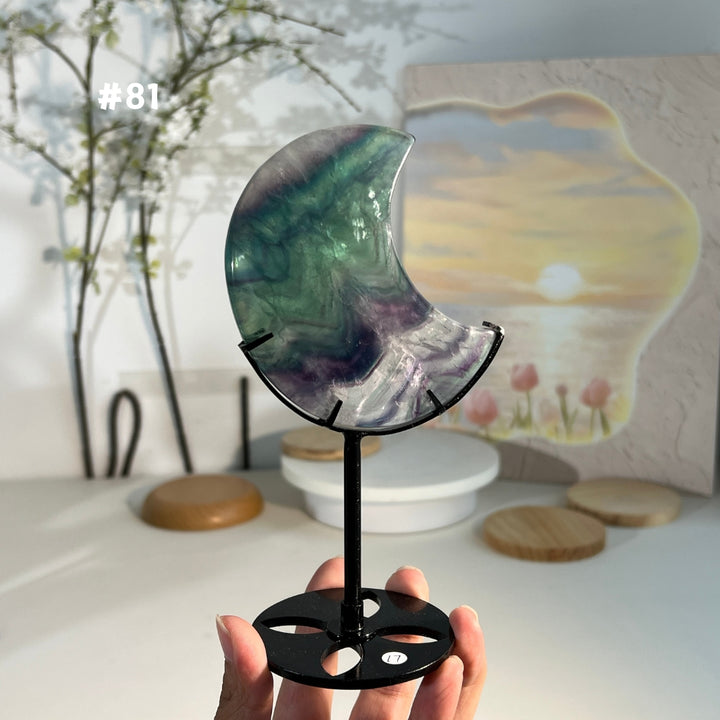 Unique,Natural Rainbow Fluorite Moon