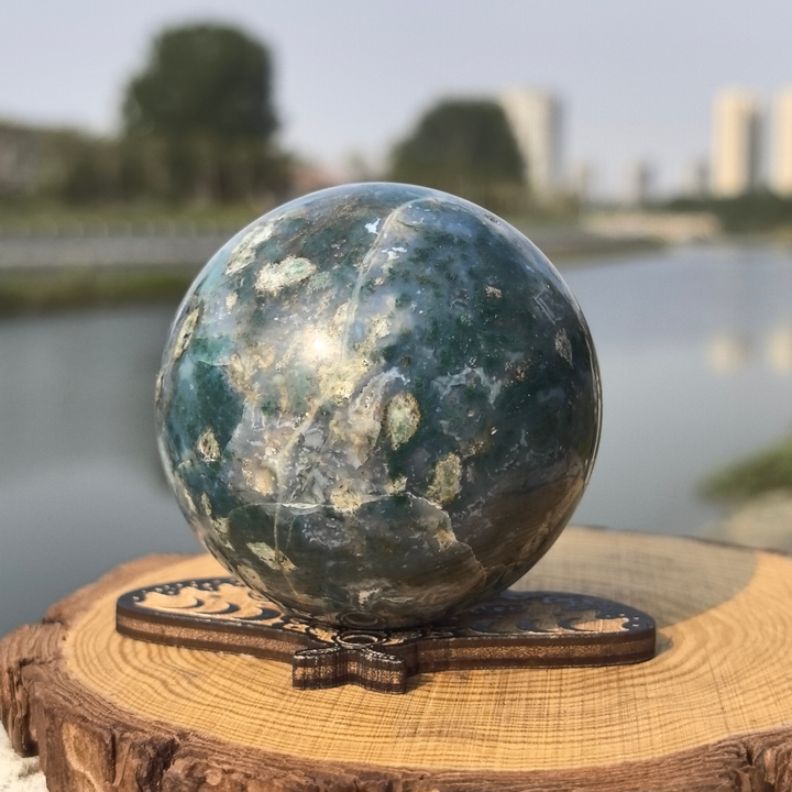 Flower Moss Agate Sphere