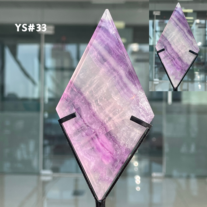 Unique,Rainbow Fluorite Diamond Slice