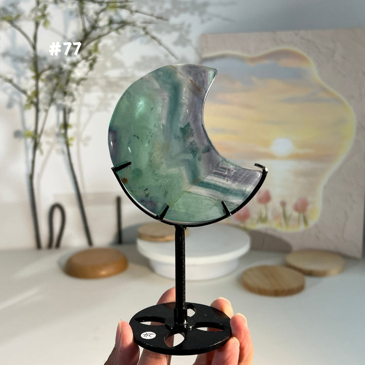 Unique,Natural Rainbow Fluorite Moon