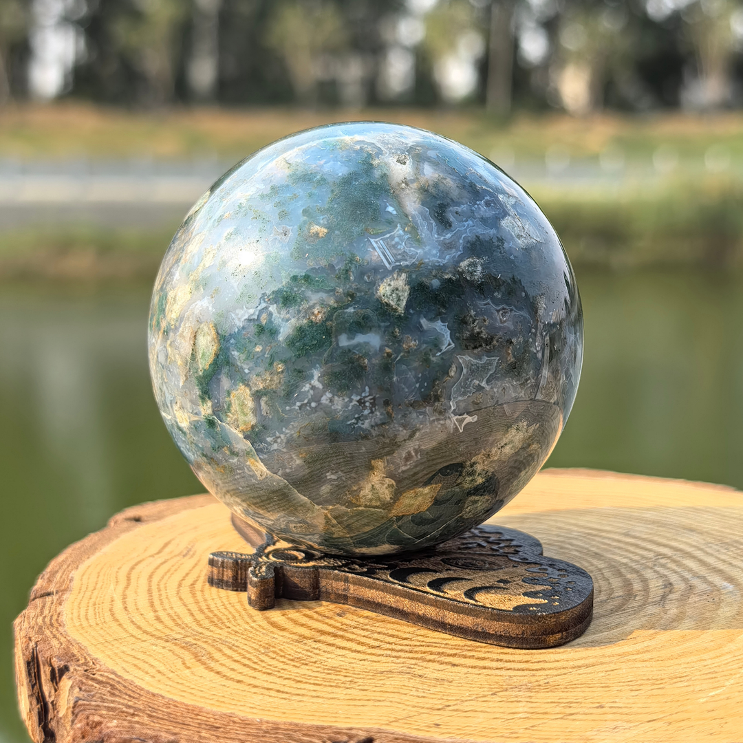 Flower Moss Agate Sphere