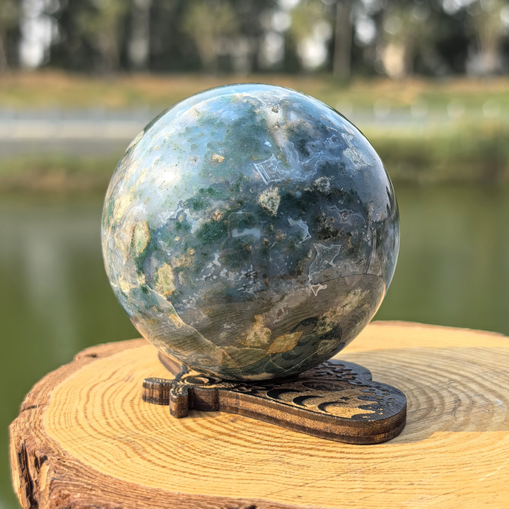 Flower Moss Agate Sphere