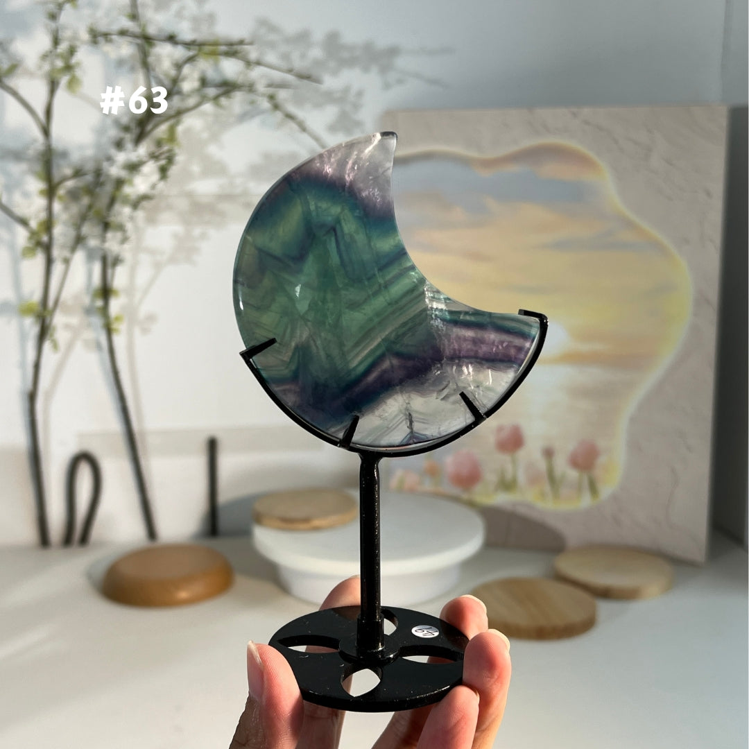 Unique,Natural Rainbow Fluorite Moon