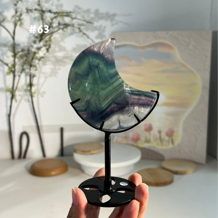 Unique,Natural Rainbow Fluorite Moon