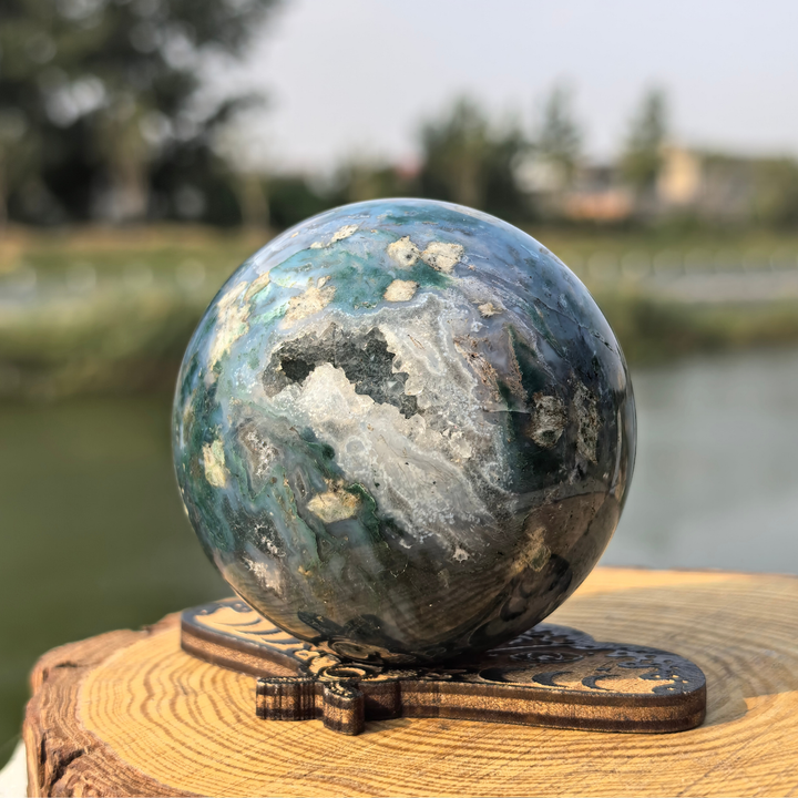 Flower Moss Agate Sphere