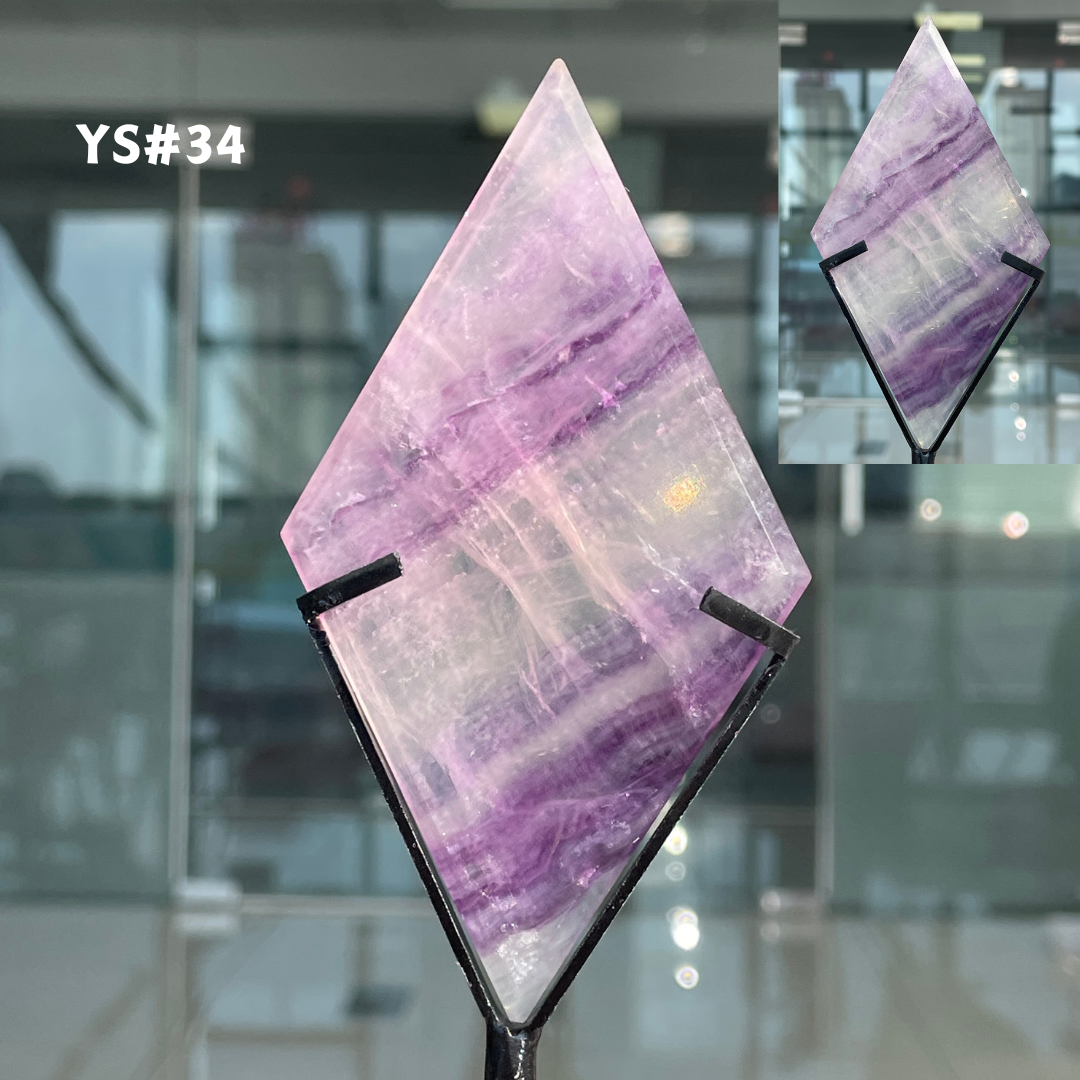 Unique,Rainbow Fluorite Diamond Slice