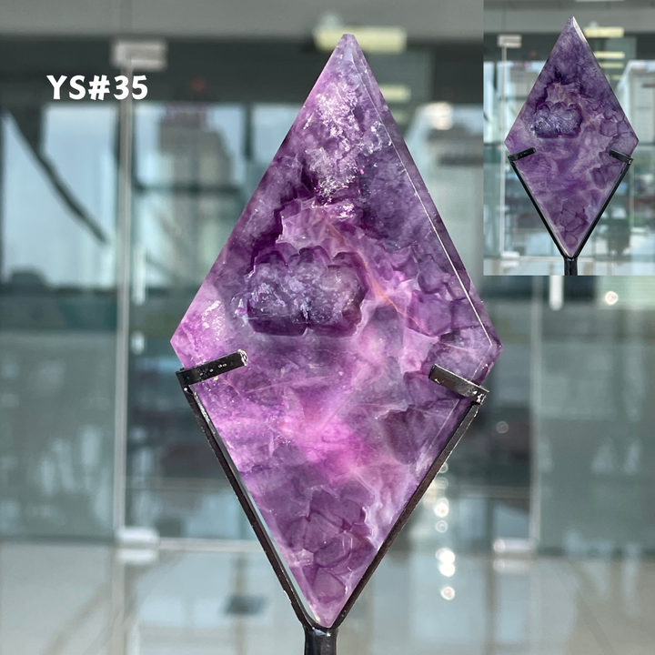 Unique,Rainbow Fluorite Diamond Slice