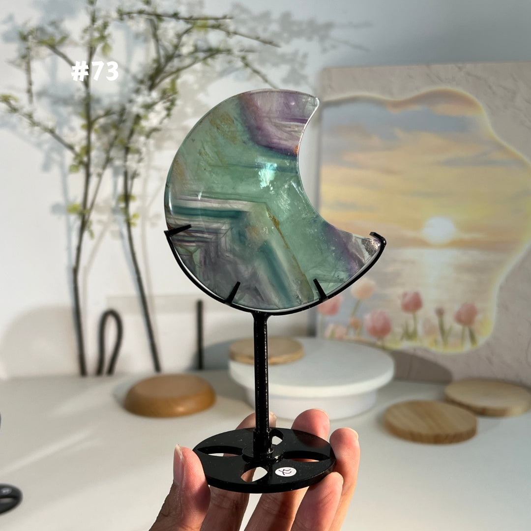 Unique,Natural Rainbow Fluorite Moon
