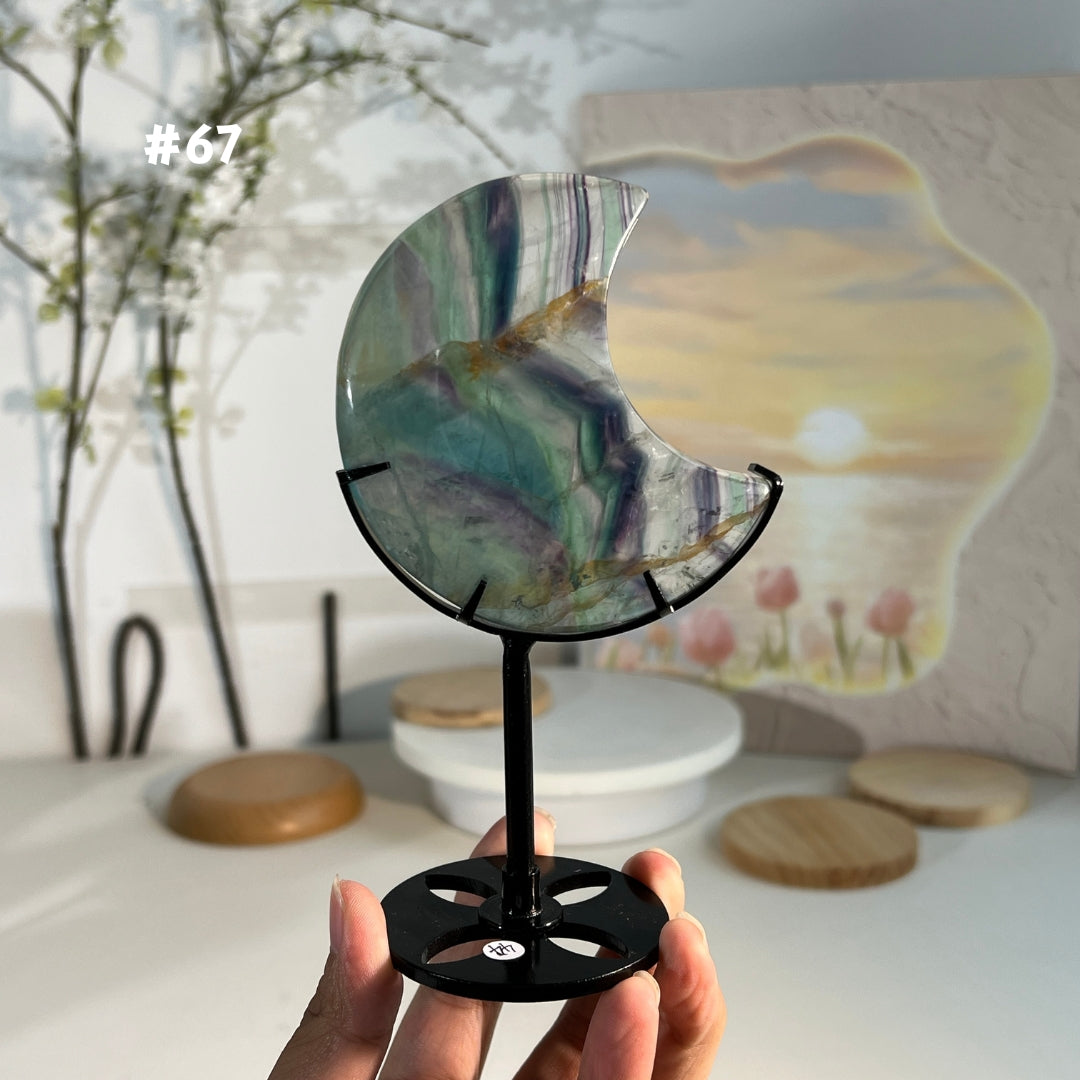 Unique,Natural Rainbow Fluorite Moon
