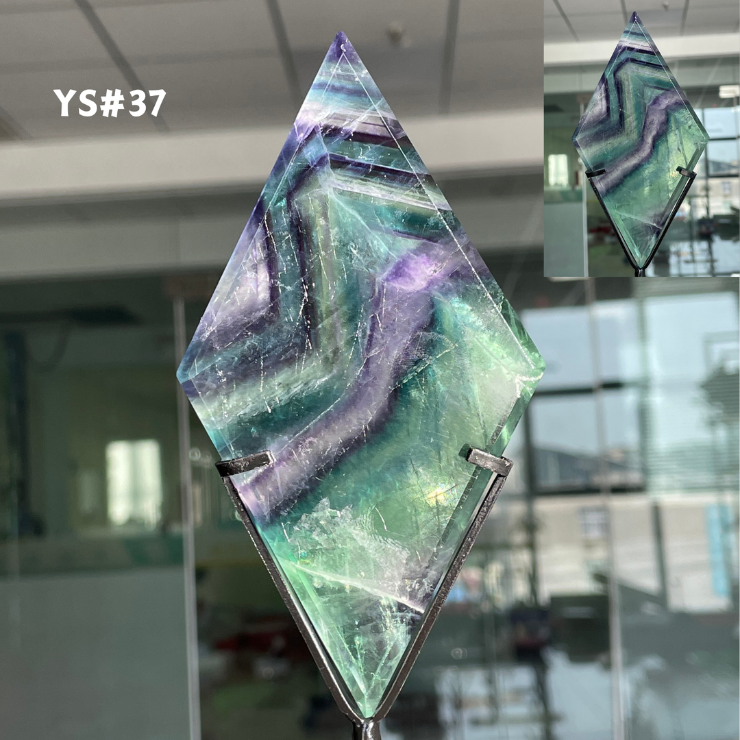 Unique,Rainbow Fluorite Diamond Slice