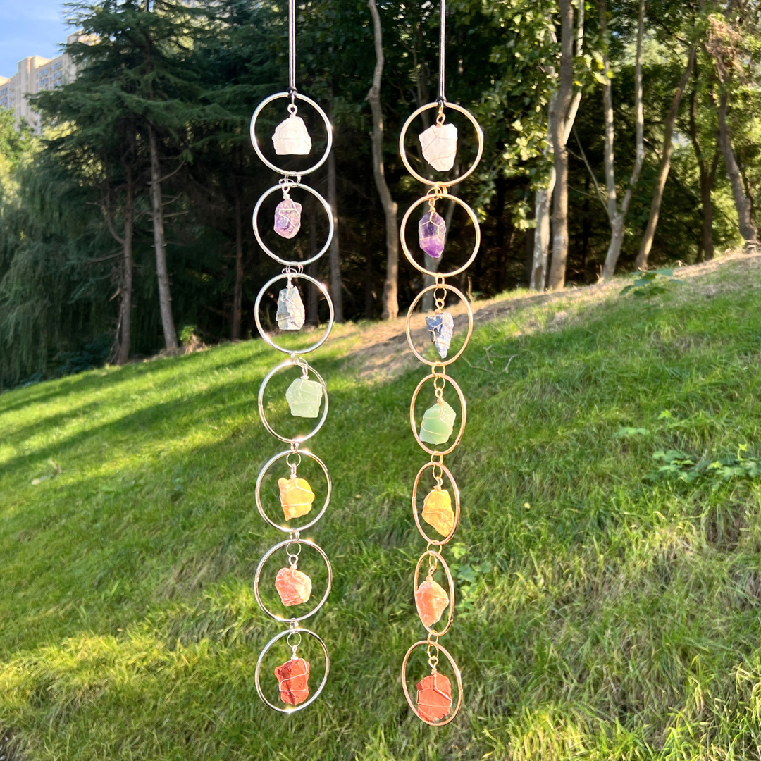 7 Chakra Raw Stone Suncatcher