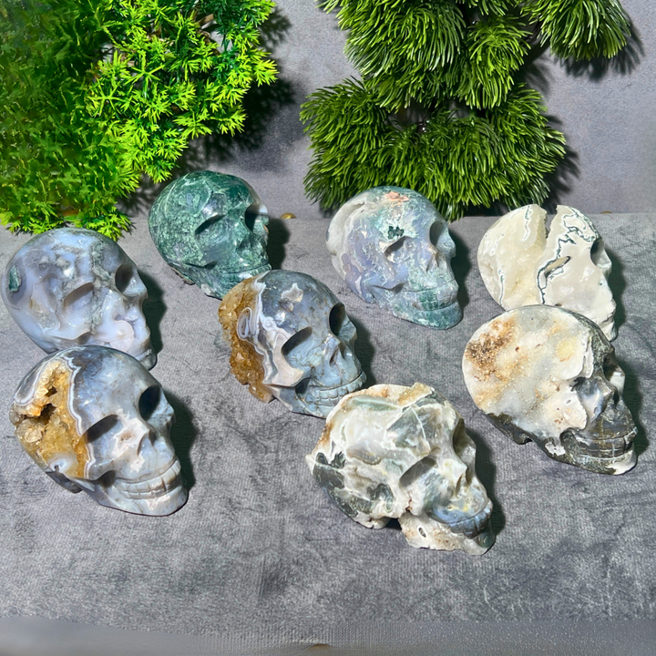 Moss Agate Skull