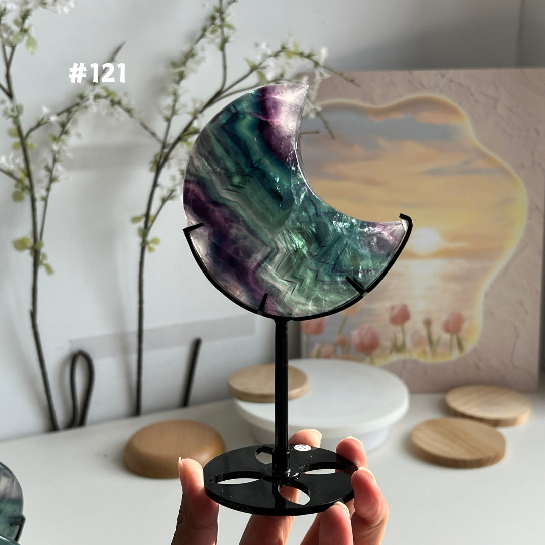 Unique,Natural Rainbow Fluorite Moon