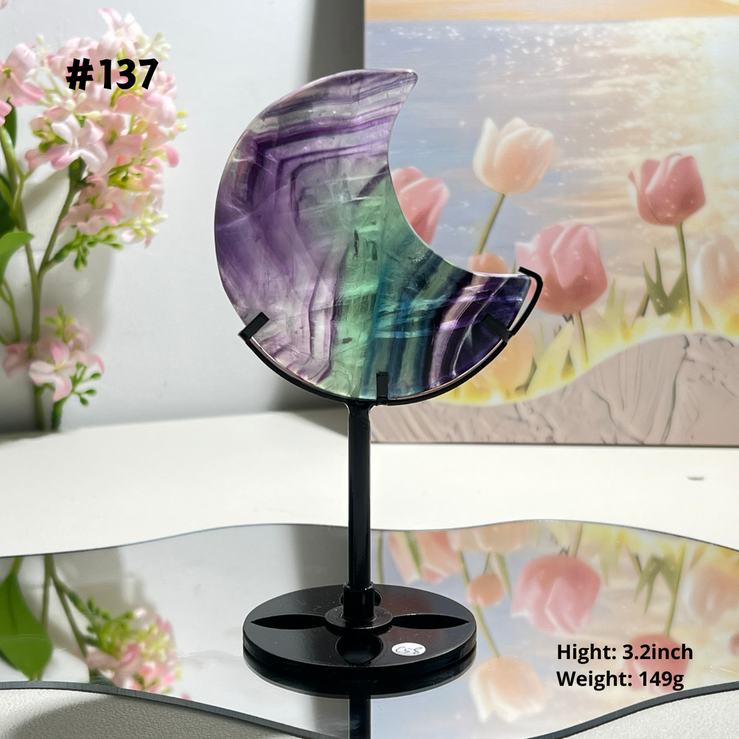 Unique,Natural Rainbow Fluorite Moon