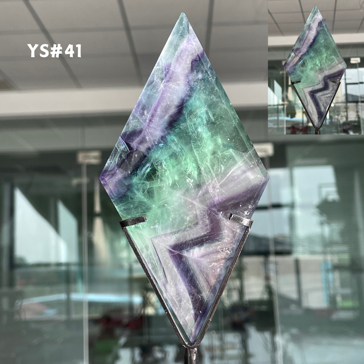 Unique,Rainbow Fluorite Diamond Slice