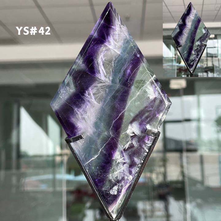 Unique,Rainbow Fluorite Diamond Slice