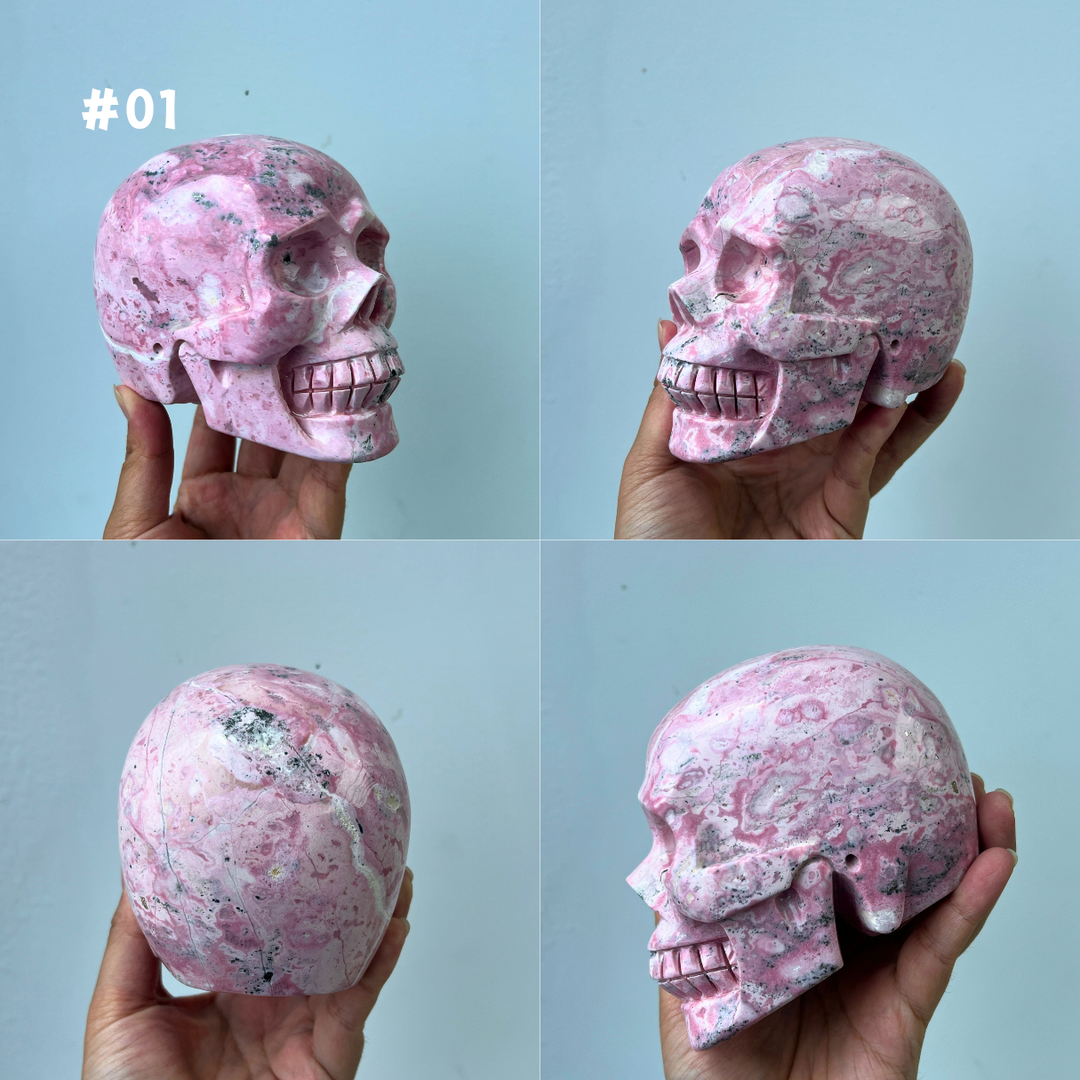 Unique, Peruvian Rhodonite Skull