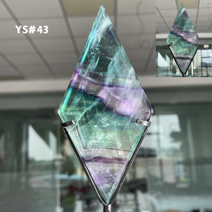 Unique,Rainbow Fluorite Diamond Slice