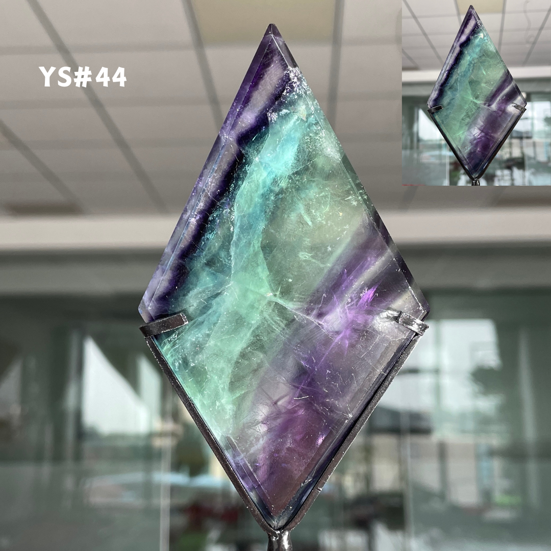Unique,Rainbow Fluorite Diamond Slice