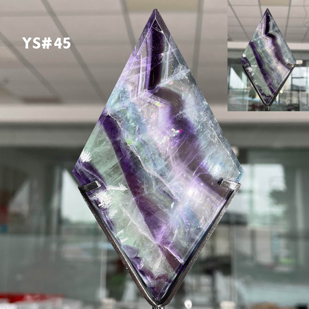 Unique,Rainbow Fluorite Diamond Slice