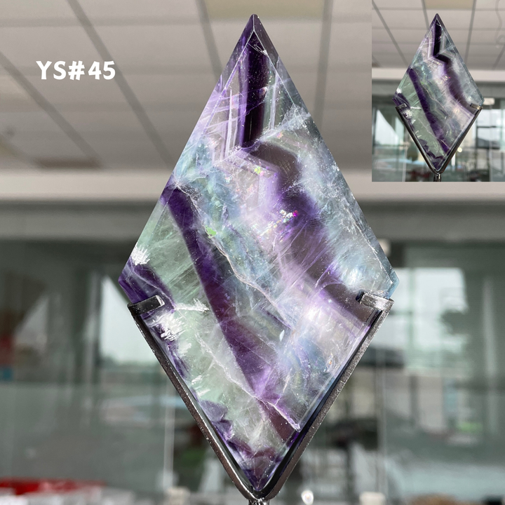 Unique,Rainbow Fluorite Diamond Slice