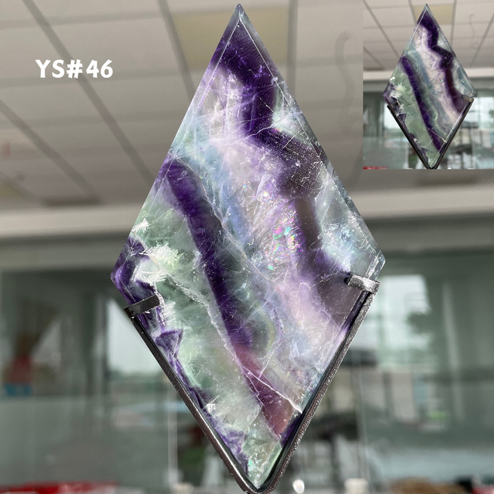 Unique,Rainbow Fluorite Diamond Slice