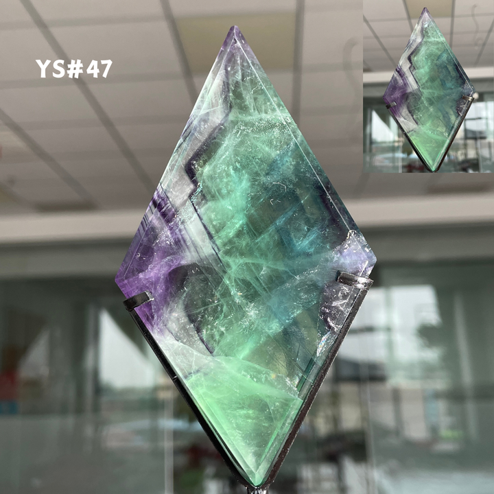 Unique,Rainbow Fluorite Diamond Slice