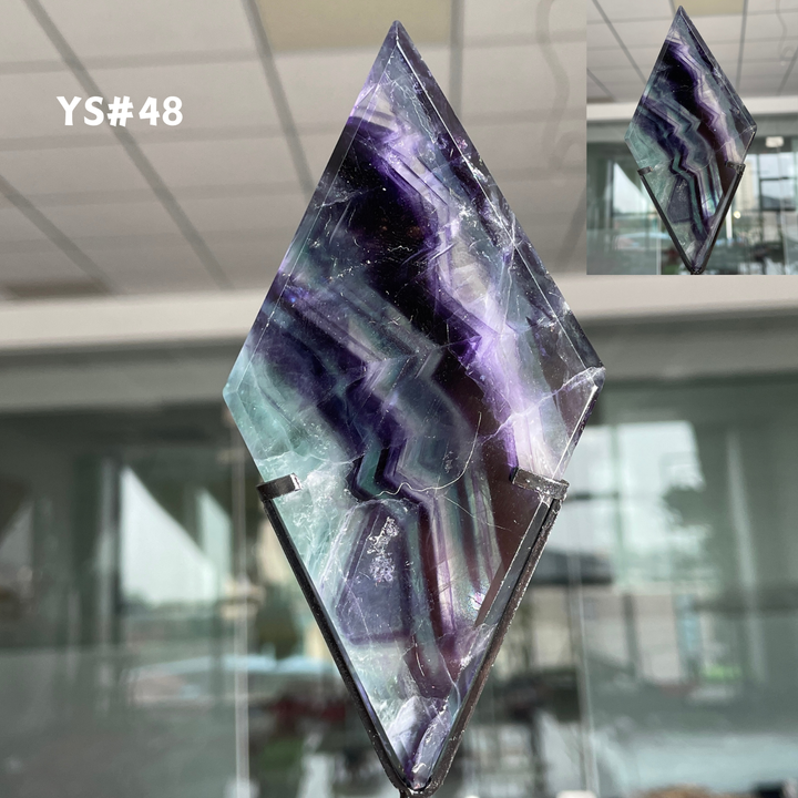 Unique,Rainbow Fluorite Diamond Slice