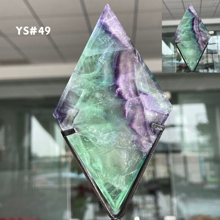 Unique,Rainbow Fluorite Diamond Slice
