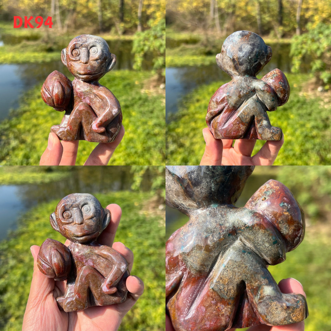 Ocean Jasper Monkey Carving