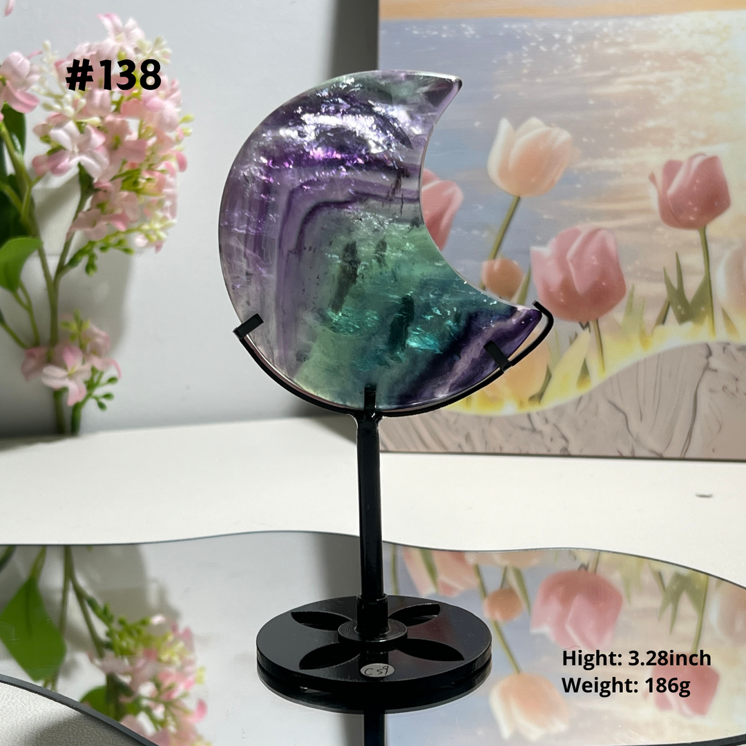 Unique,Natural Rainbow Fluorite Moon