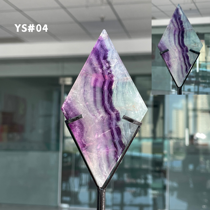 Unique,Rainbow Fluorite Diamond Slice