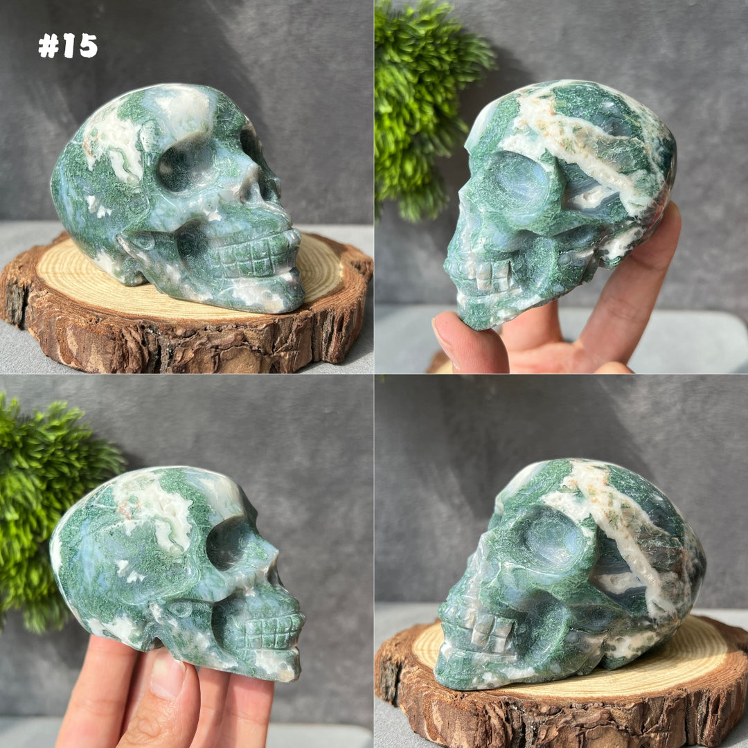 Moss Agate Skull