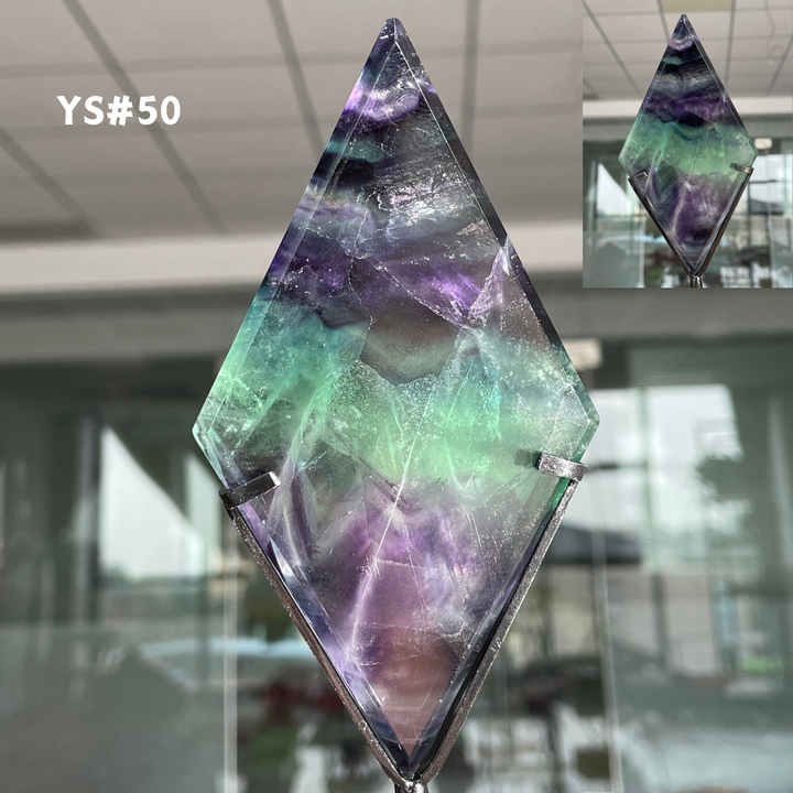 Unique,Rainbow Fluorite Diamond Slice