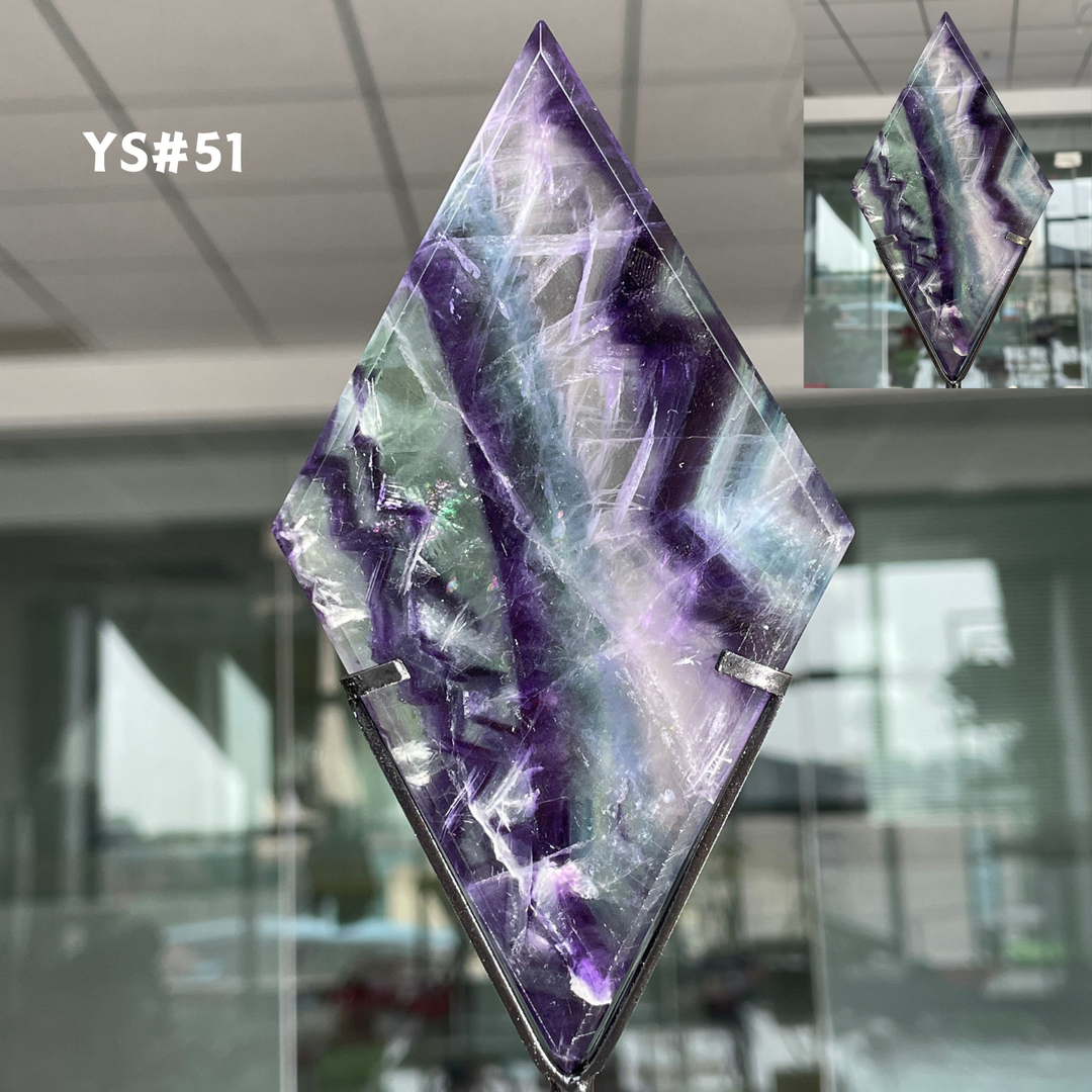 Unique,Rainbow Fluorite Diamond Slice