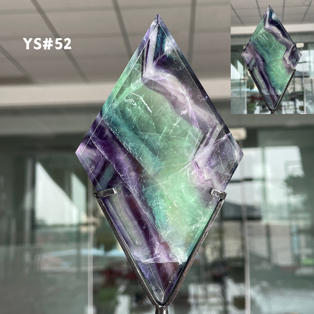 Unique,Rainbow Fluorite Diamond Slice