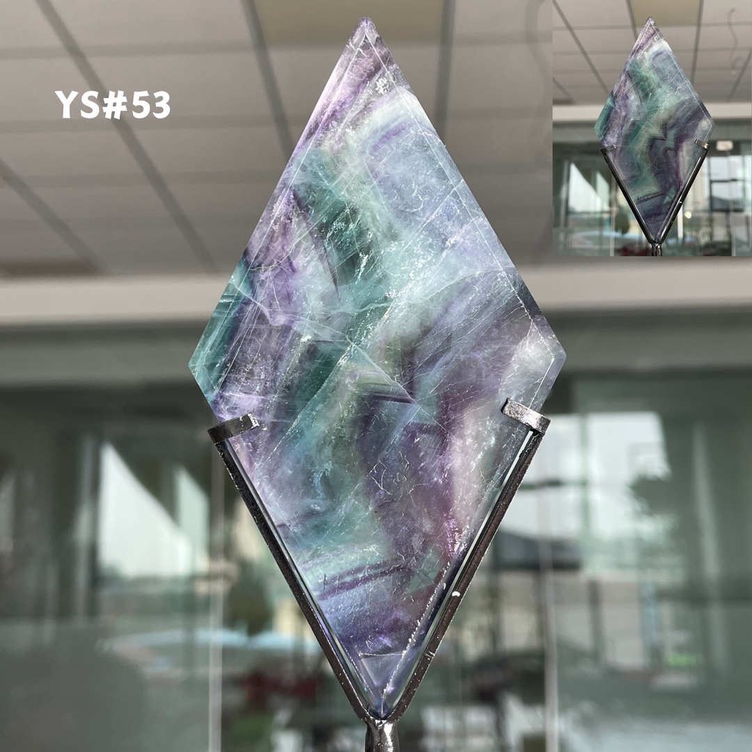 Unique,Rainbow Fluorite Diamond Slice